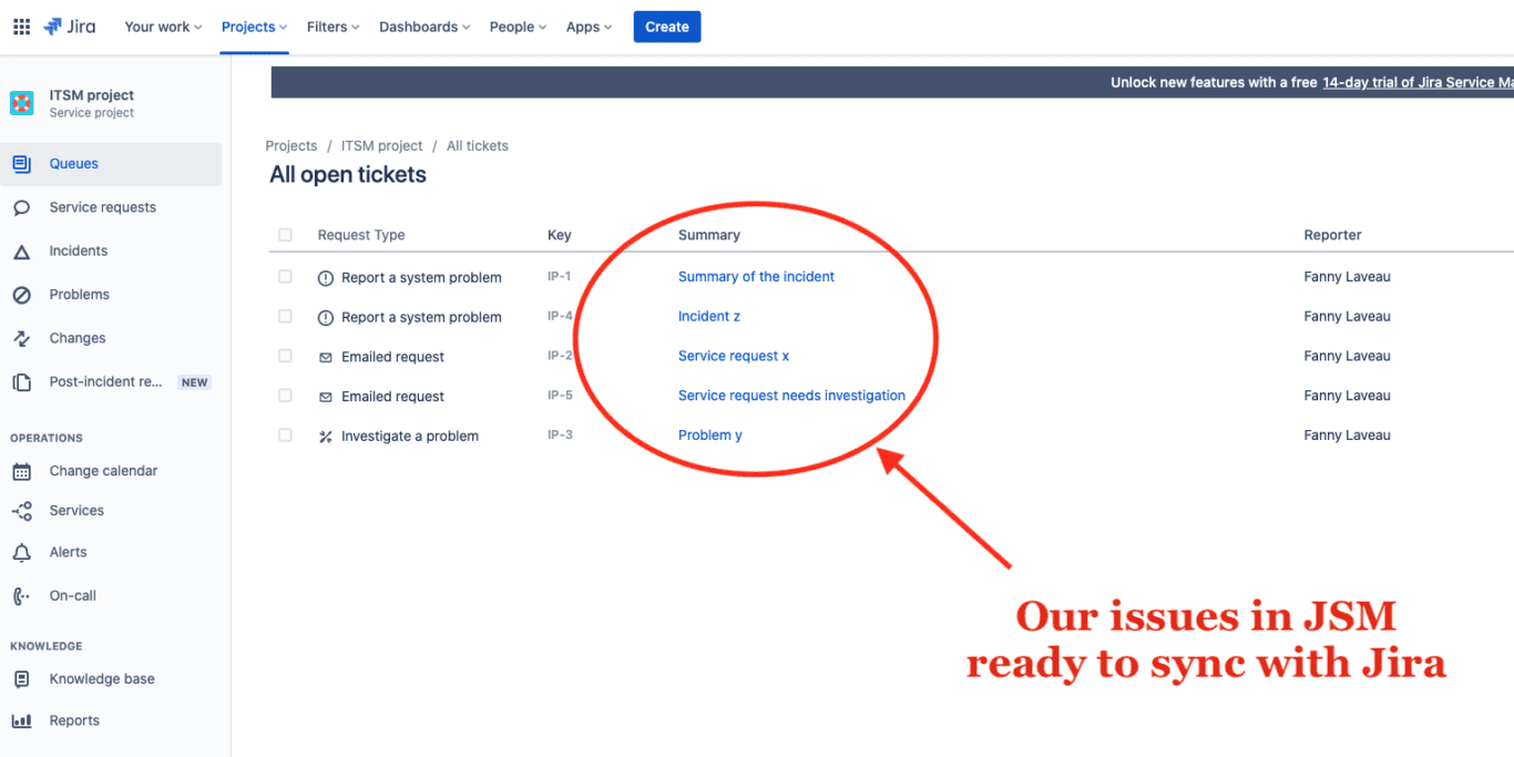 Jira + Jira Service Management Synced Open Tickets Unito two-way sync