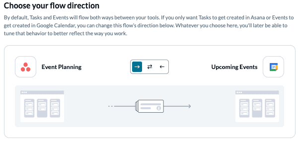 Setting flow direction in Unito.