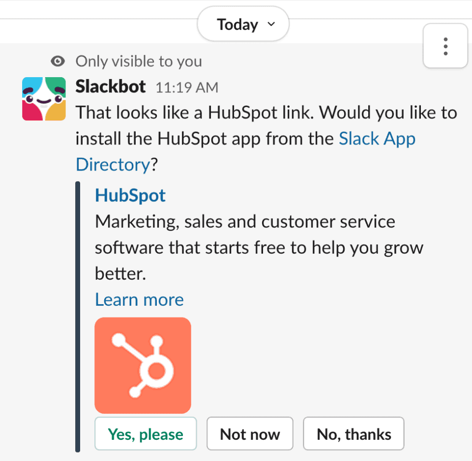 Native Integration between Slack and HubSpot