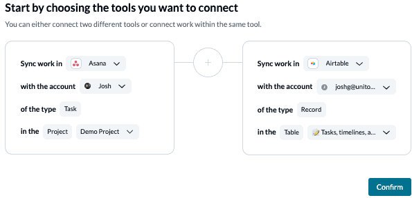 Connecting Airtable and Asana to Unito