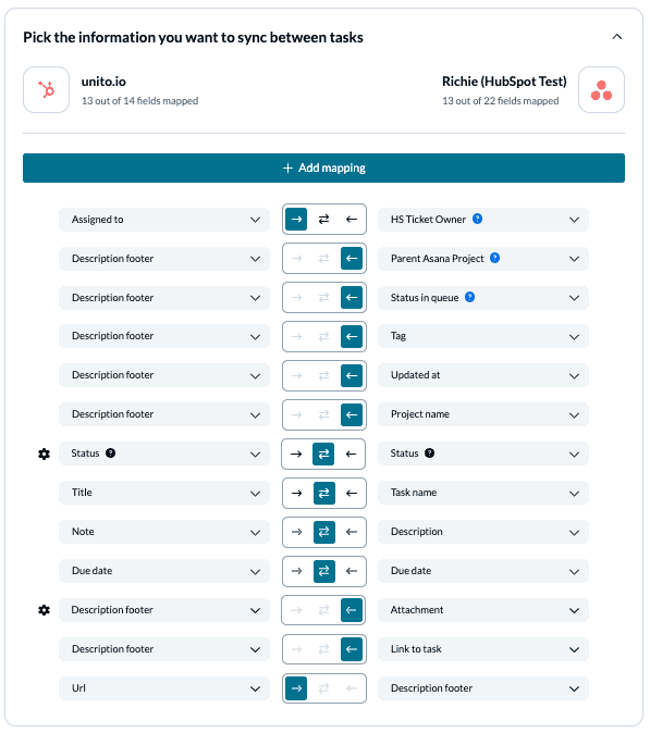 Set up field mappings to keep Trello cards and HubSpot deals in sync