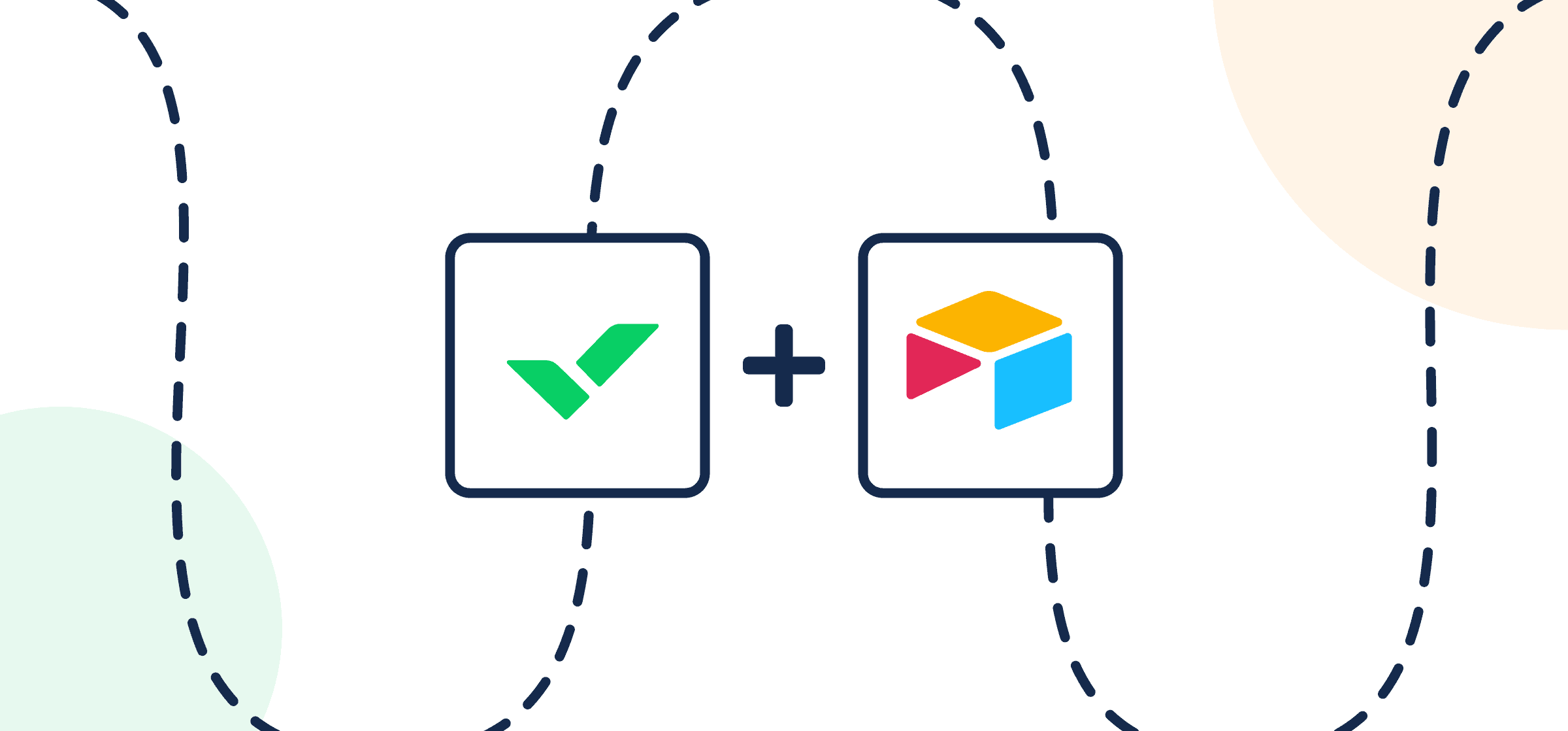 Featured image illustrating a step-by-step guide on 2-way sync between Wrike to Airtable through Unito, depicted by the connected logos through circles and dotted lines.