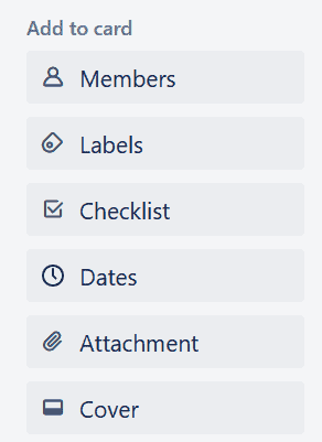 A screenshot of Trello's add to card menu.