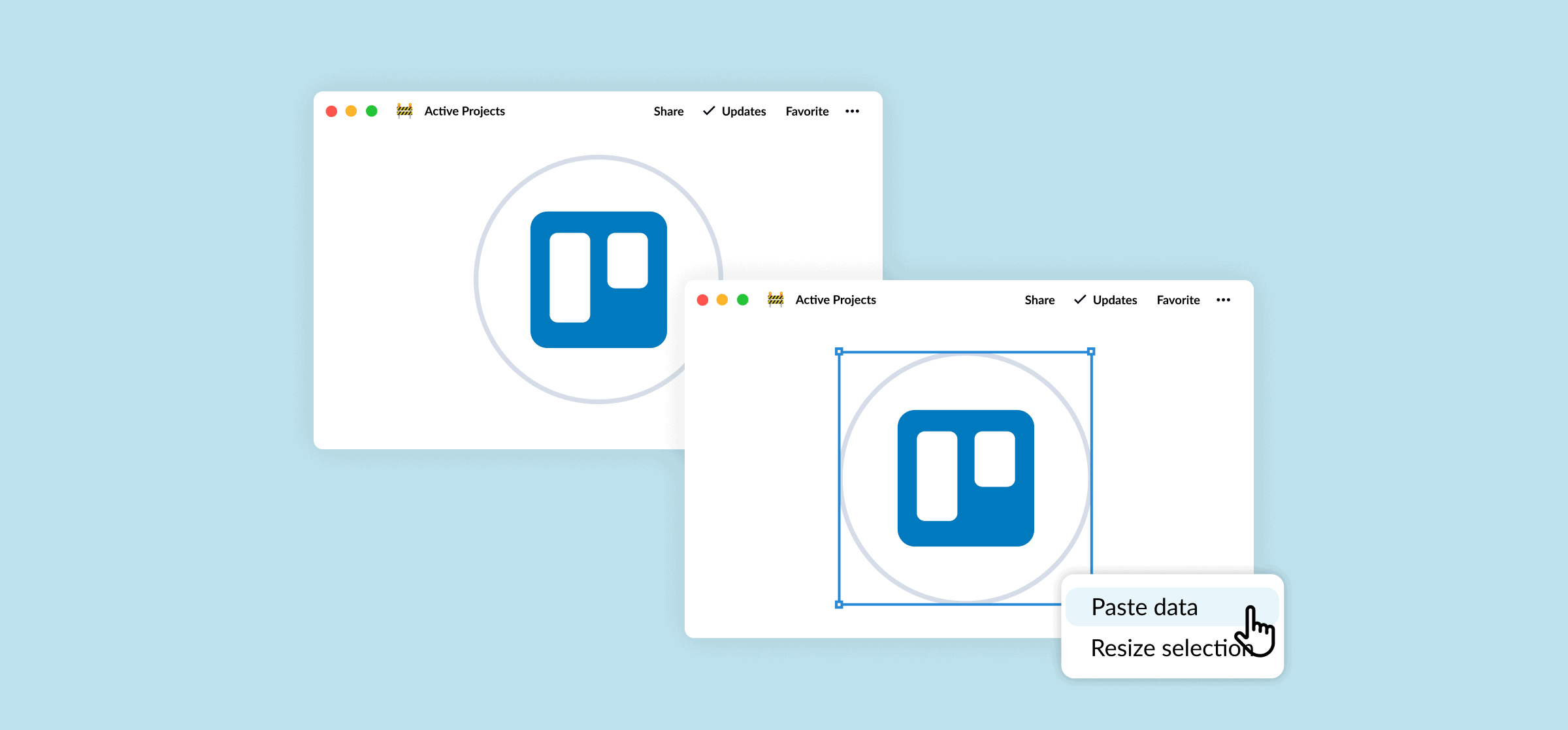 Logos for Trello, representing Trello reporting workflows.