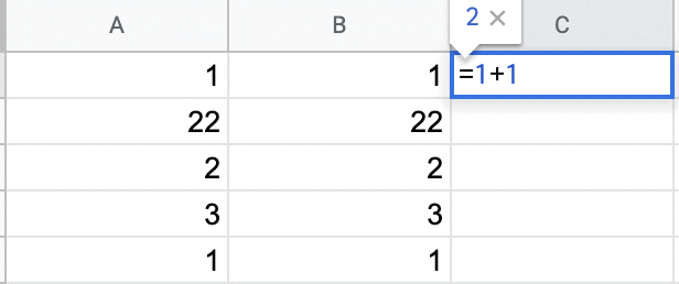 A screenshot of a Google Sheets formula, a simple way to automate Google Sheets.