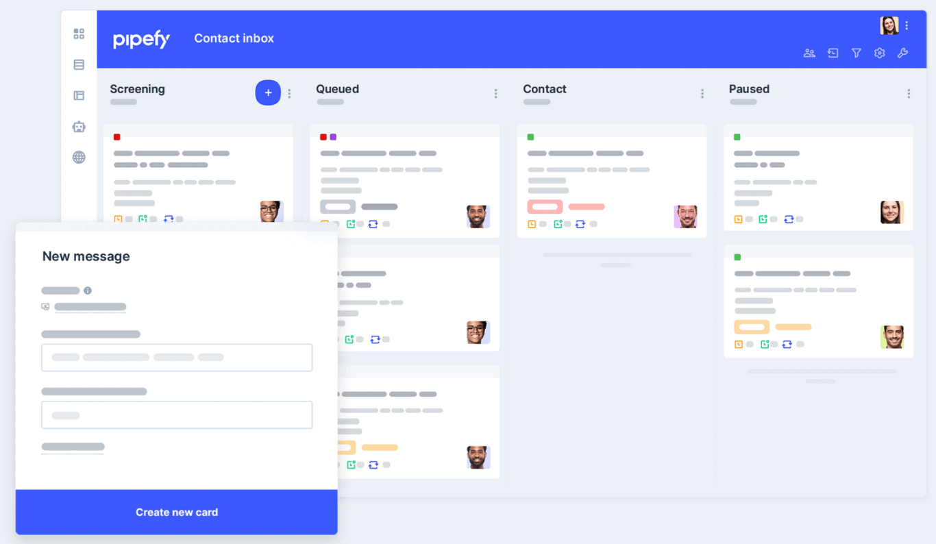 A screenshot of Pipefy, an example of no-code workflow automation software.