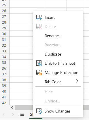 A screenshot of the right-click menu for a sheet tab, the second step when learning how to copy a sheet in Excel.