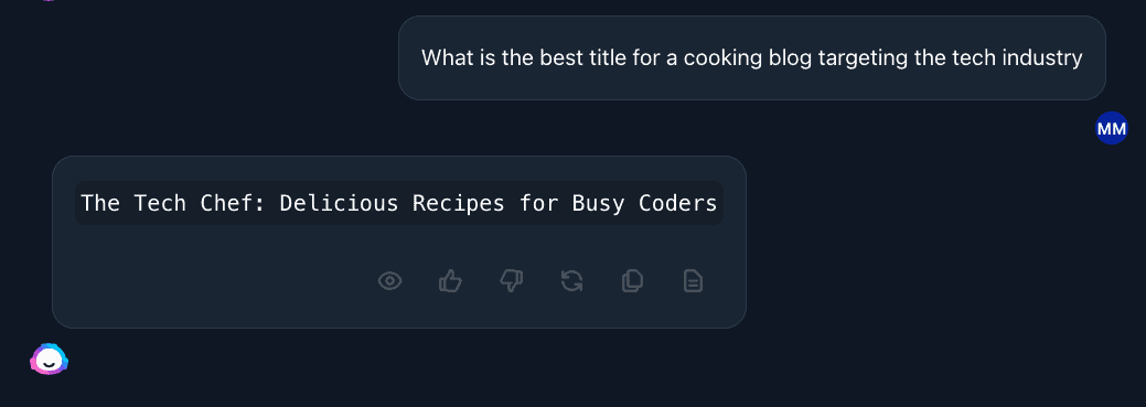 "what's the best title for a cooking blog targeting the tech industry?"

"the tech chef: delicious recipes for busy coders"