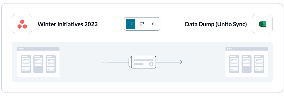 Setting directional flow with Unito between Asana and Excel