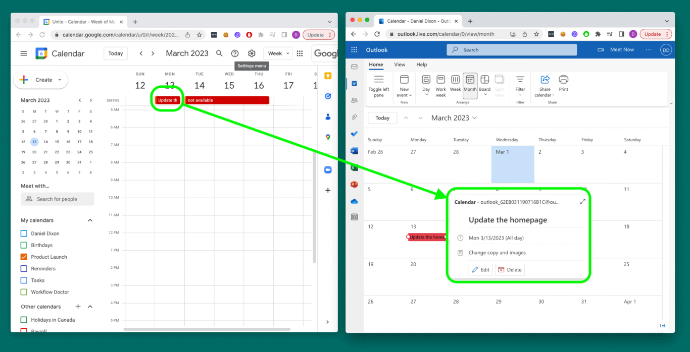 Google Calendar Exchange Sync