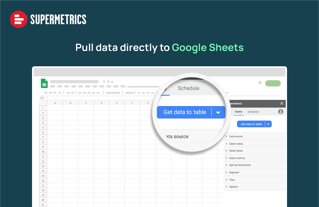 A screenshot of Supermetrics, an example of a tool used for syncing Google Sheets data.