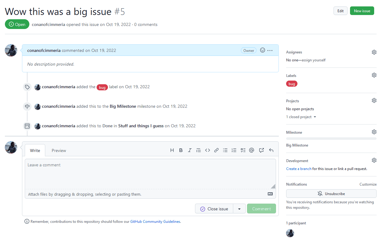 A screenshot of a GitHub issue.
