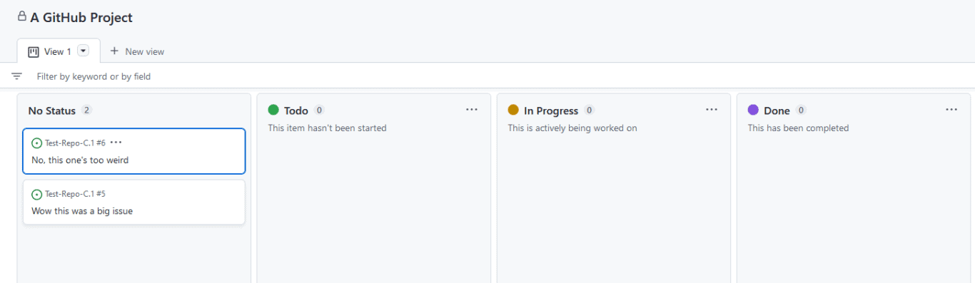 A screenshot of an agile GitHub project.