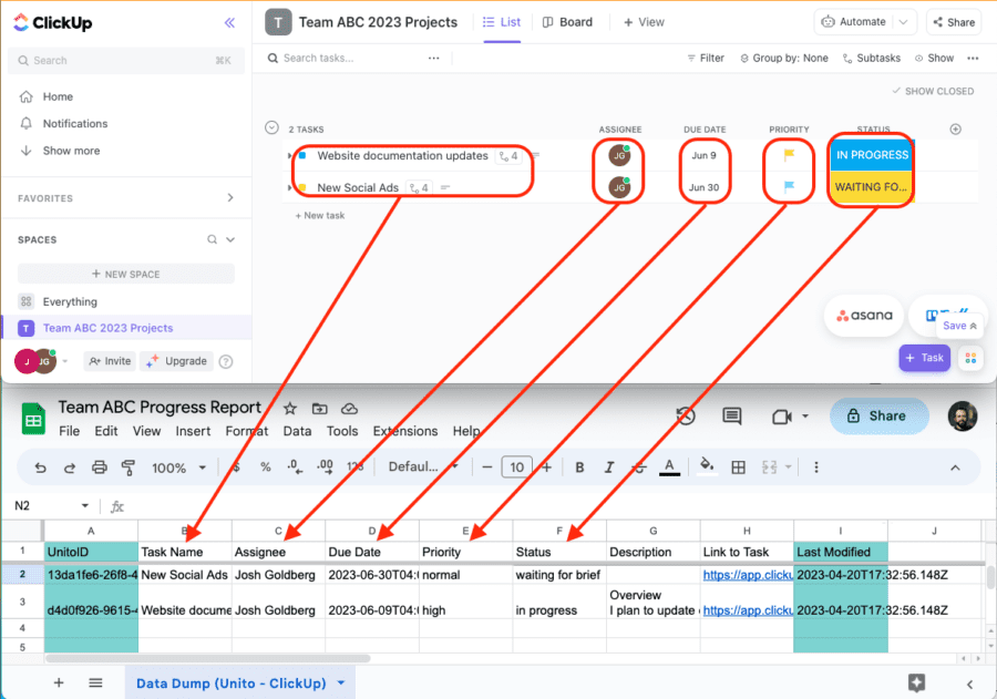 How to Export ClickUp to Google Sheets with Synced Updates