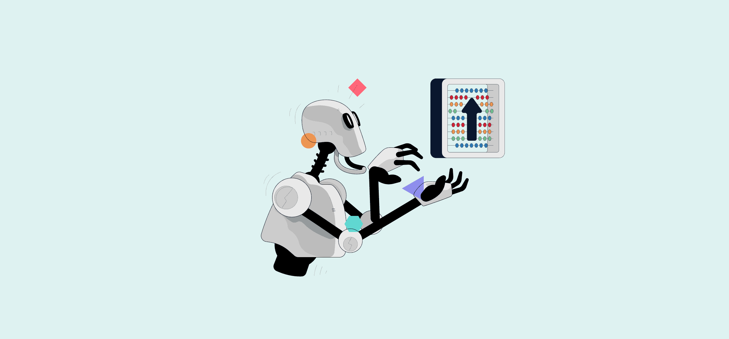 An illustration of a robot with an abacus.