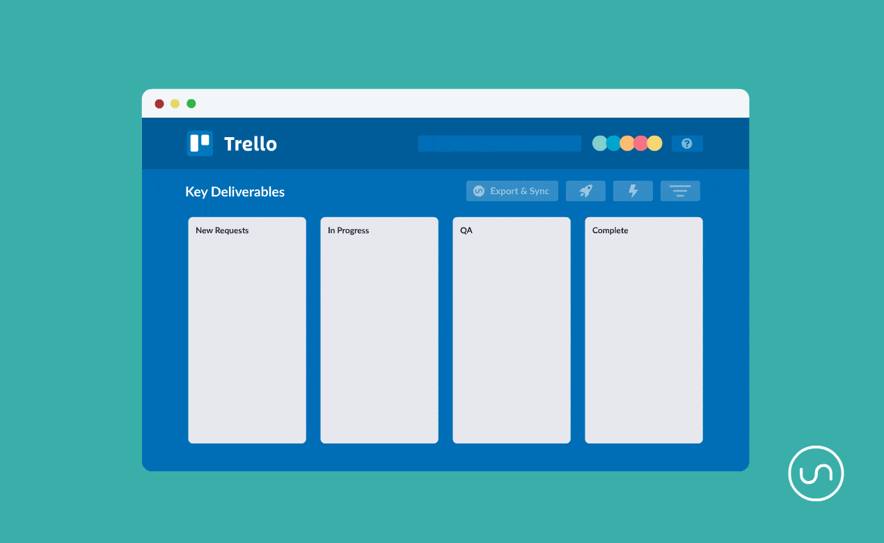 An animation showing how Unito syncs Trello cards to Google Sheets.