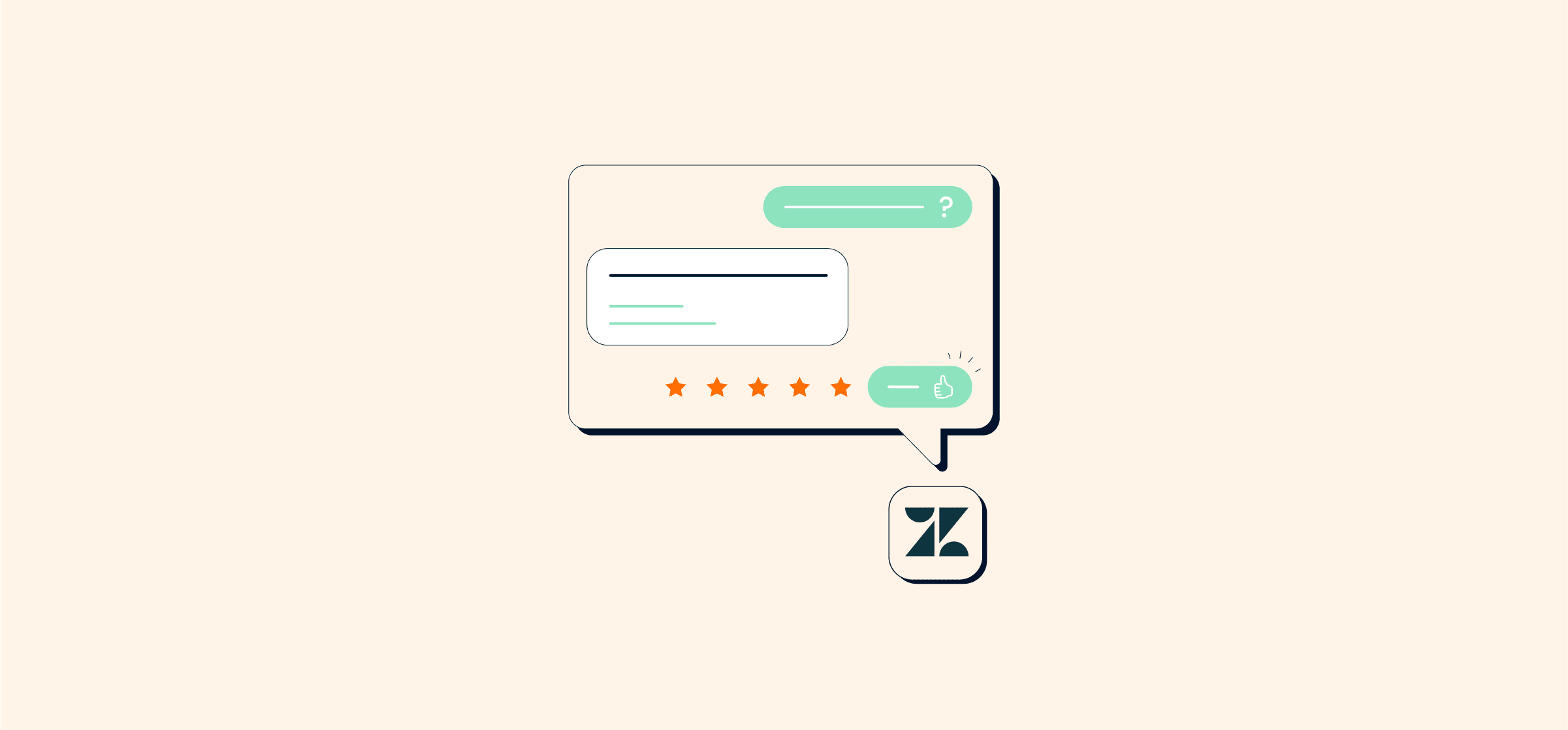 An illustration of the Zendesk logo with speech bubbles, representing Zendesk apps.