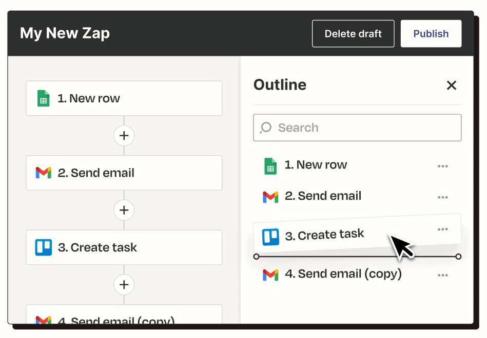 A screenshot of Zapier's interface, half of the IFTTT vs. Zapier matchup.