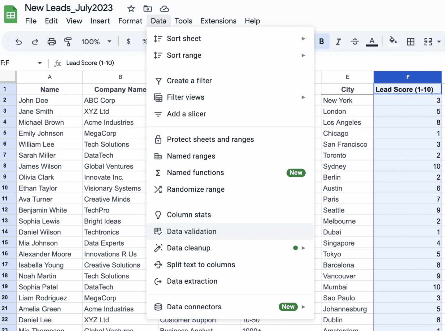 How to Use Data Validation Rules in Google Sheets