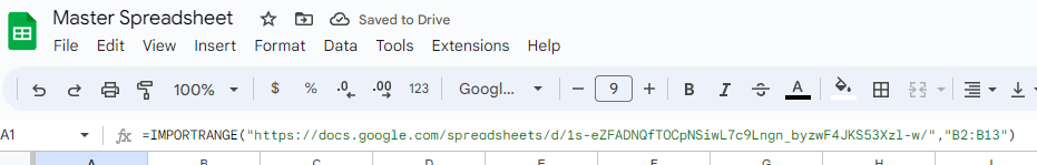 A screenshot of the formula in Google Sheets.