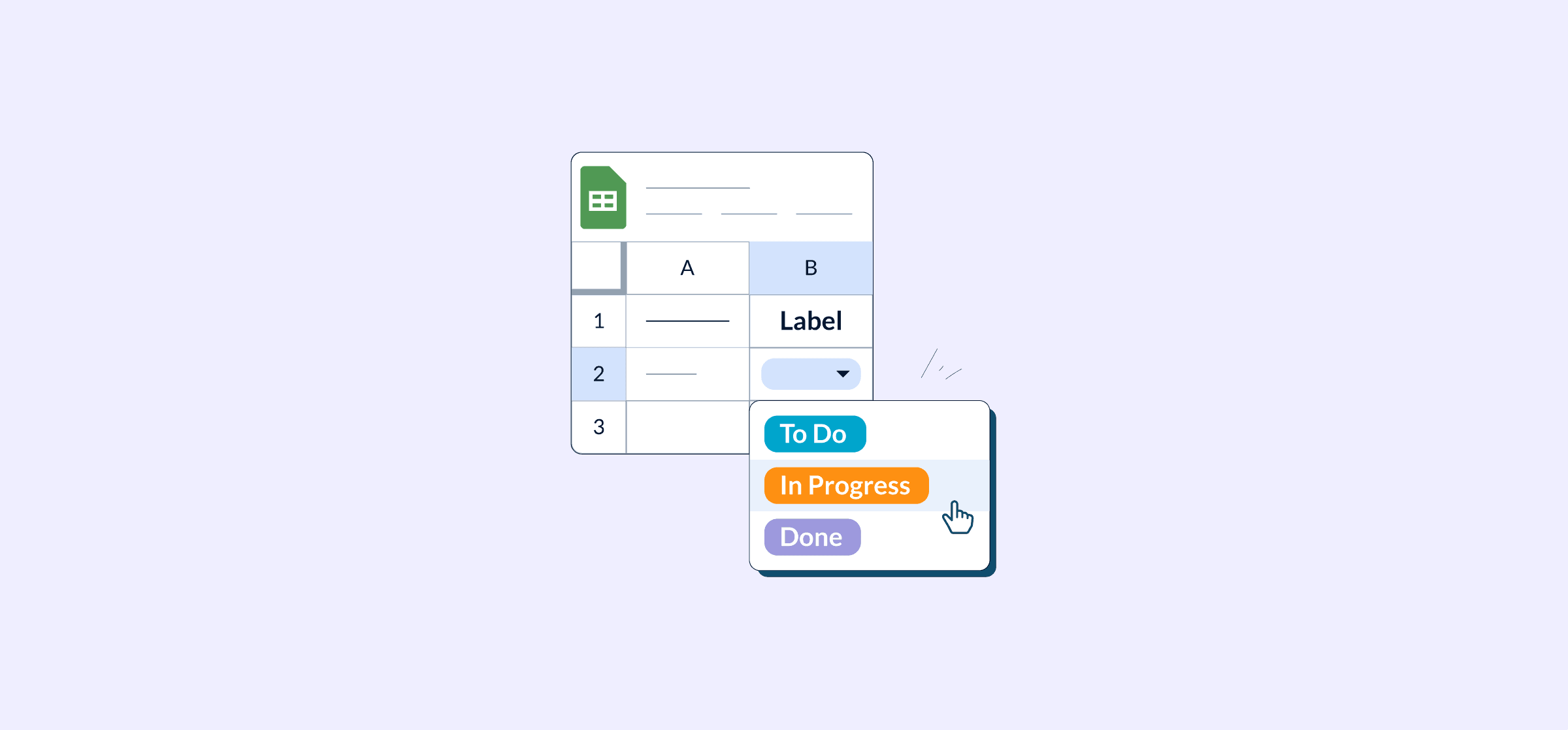 An illustration showing how to create a dropdown list in Google Sheets.