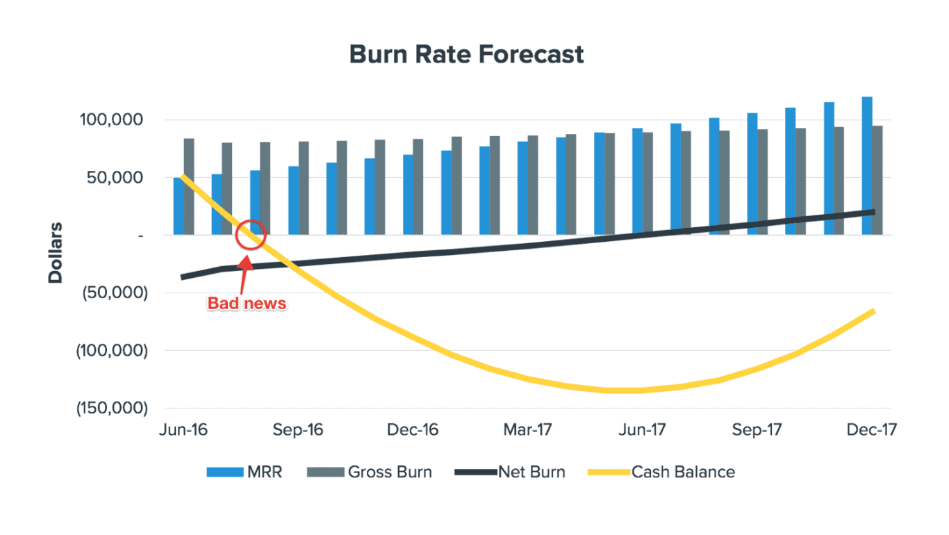 A screenshot of a cash burn report.