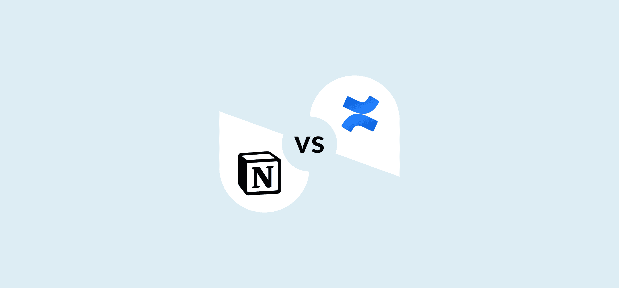 Logos for Notion and Confluence, representing a post comparing Notion vs. Confluence.