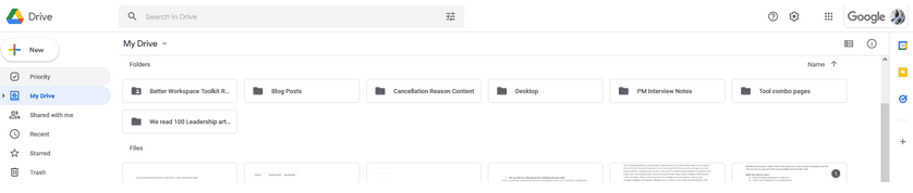 A screenshot of a Google Drive, the first step to convert Excel to Google Sheets.