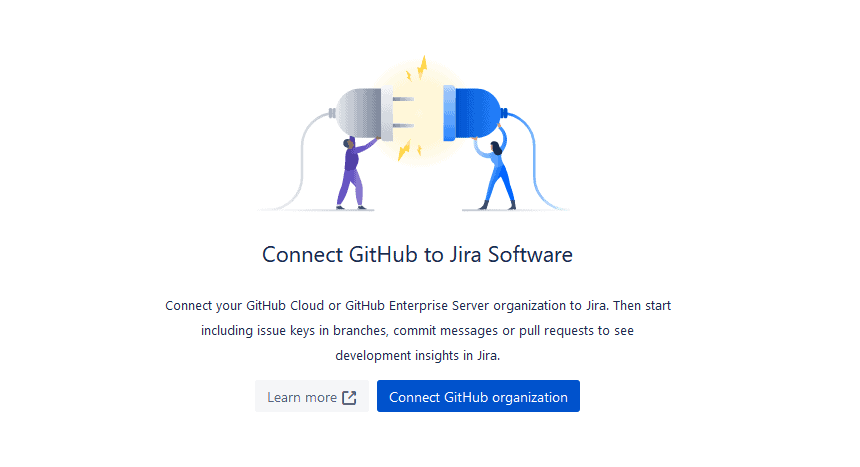 A screenshot of the "connect GitHub to Jira Software" screen.