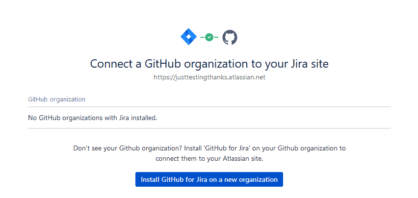 A screenshot of the screen for connecting GitHub to Jira.