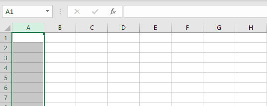 A screenshot of an Excel spreadsheet with a column highlighted.
