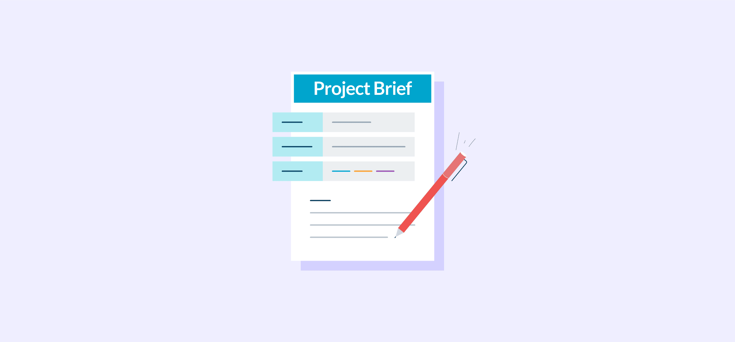 An illustration of a document and a pencil, representing a project brief.