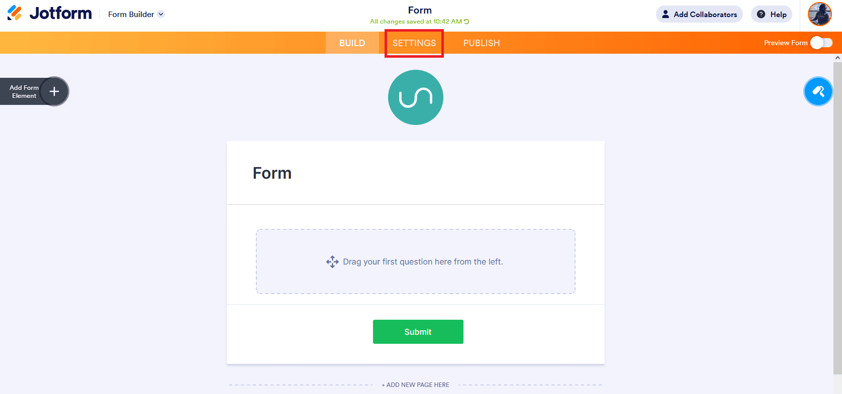 A screenshot of Jotform's form builder.