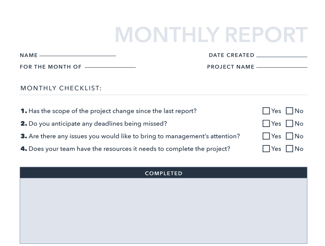 A screenshot of a monthly report template for Word and Excel.