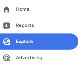 Screenshot of a navigation menu in GA4 highlighting the Explore section for segment analysis