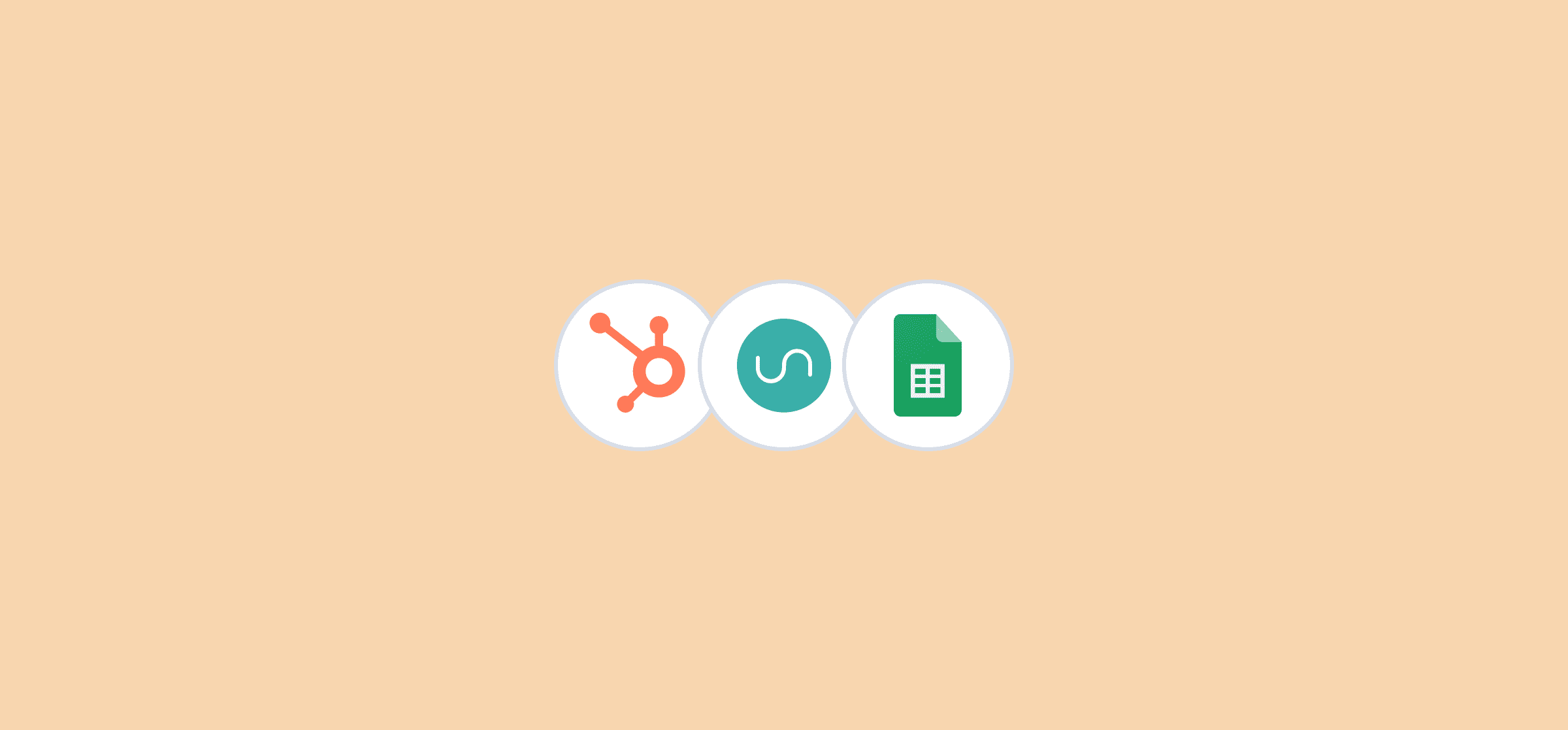 Logos for HubSpot, Unito, and Google Sheets, representing a template that automates sales reporting.