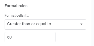 A screenshot of the Format rules window in Google Sheets.