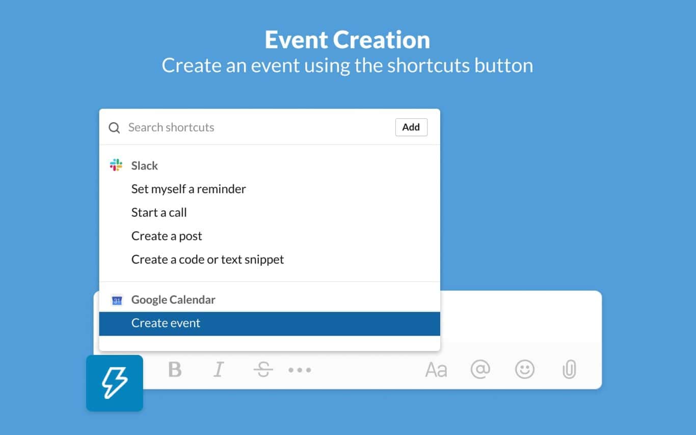 A screenshot of a Slack app, an example of a native integration.