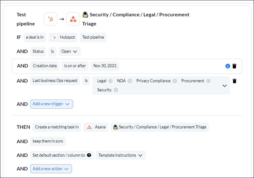 Set up rules to decide how tasks and deals are created and synced between HubSpot and Asana Unito 2-way sync