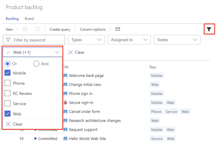 screenshot of tags in Microsoft Azure DevOps