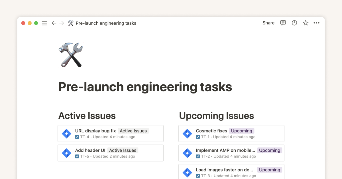 A screenshot of a Jira issue pasted as a preview in Notion.