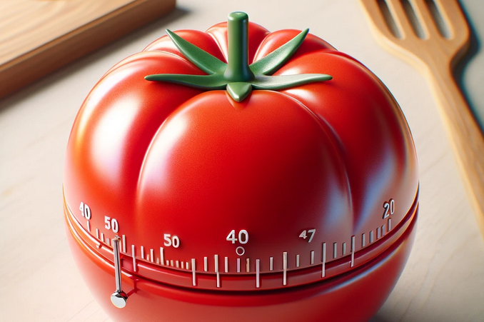 An illustration of a tomato-shaped kitchen timer.