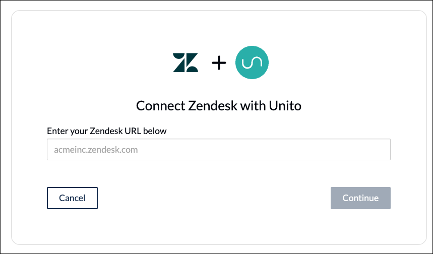 Connecting Zendesk to Unito with a Zendesk URL