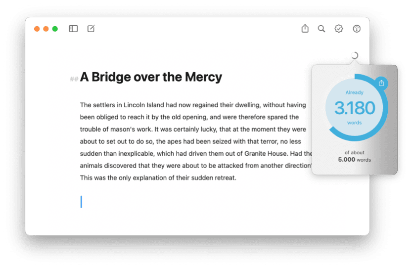 A screenshot of Ulysses, a writing app.