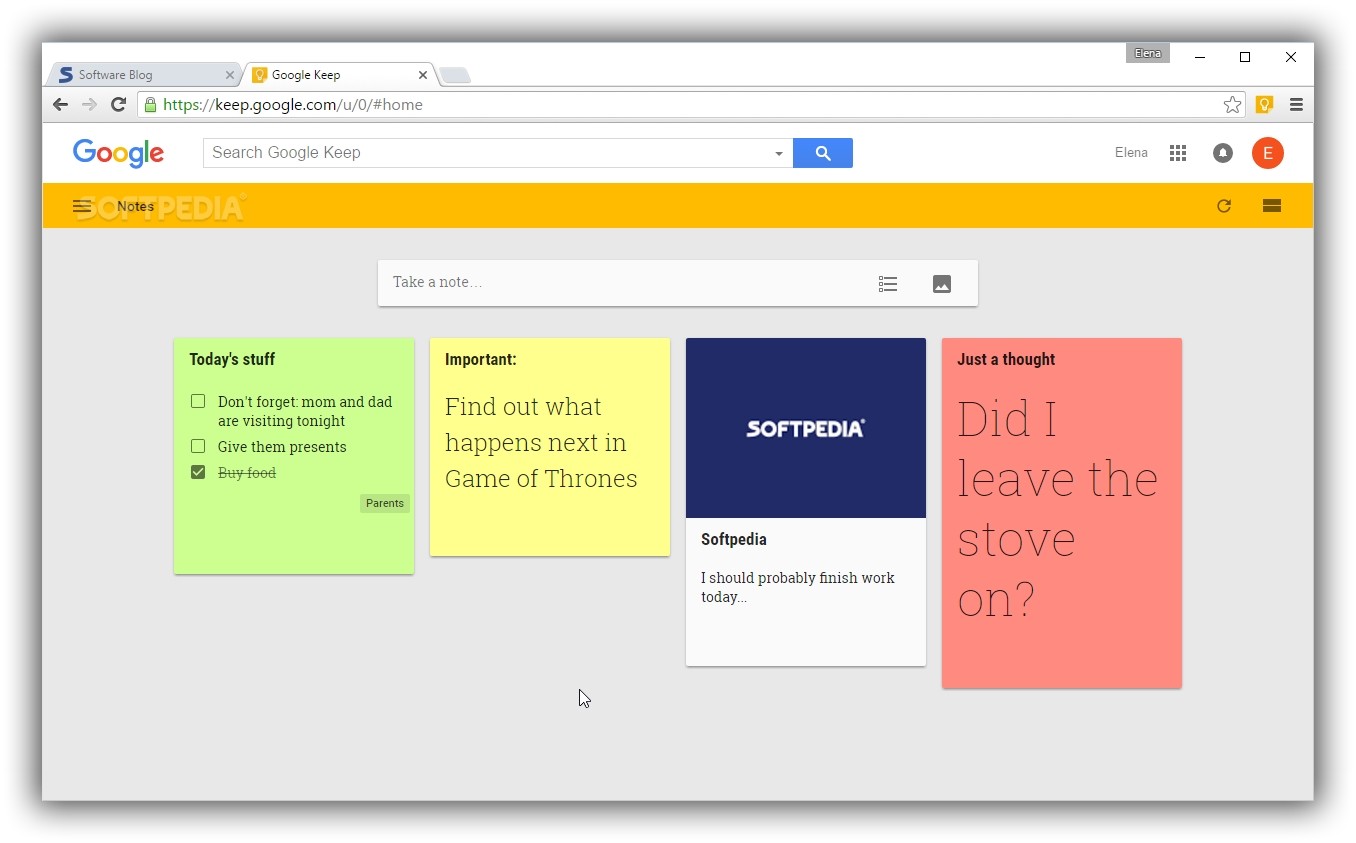 A screenshot of Google Keep.