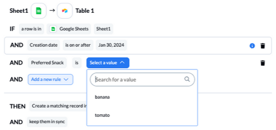 A screenshot of Spreadsheet Sync, a Google Sheets extension by Unito.