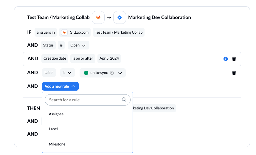 List of GitLab fields which can be used to set rules in Unito for 2-way sync