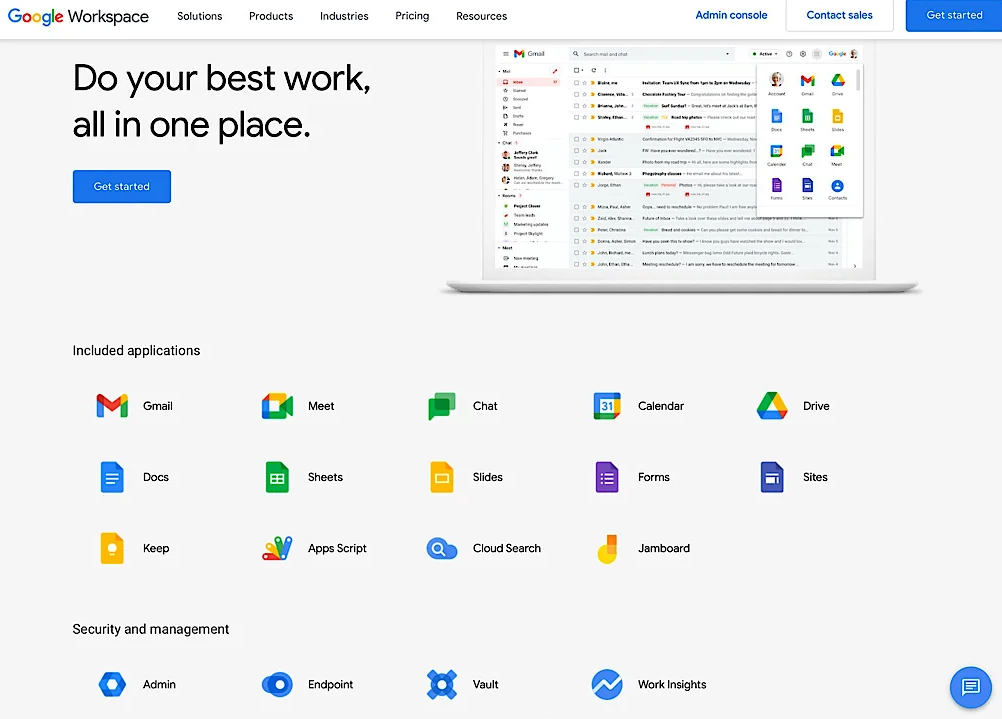 A screenshot of Google Workspace, an example of an office suite.