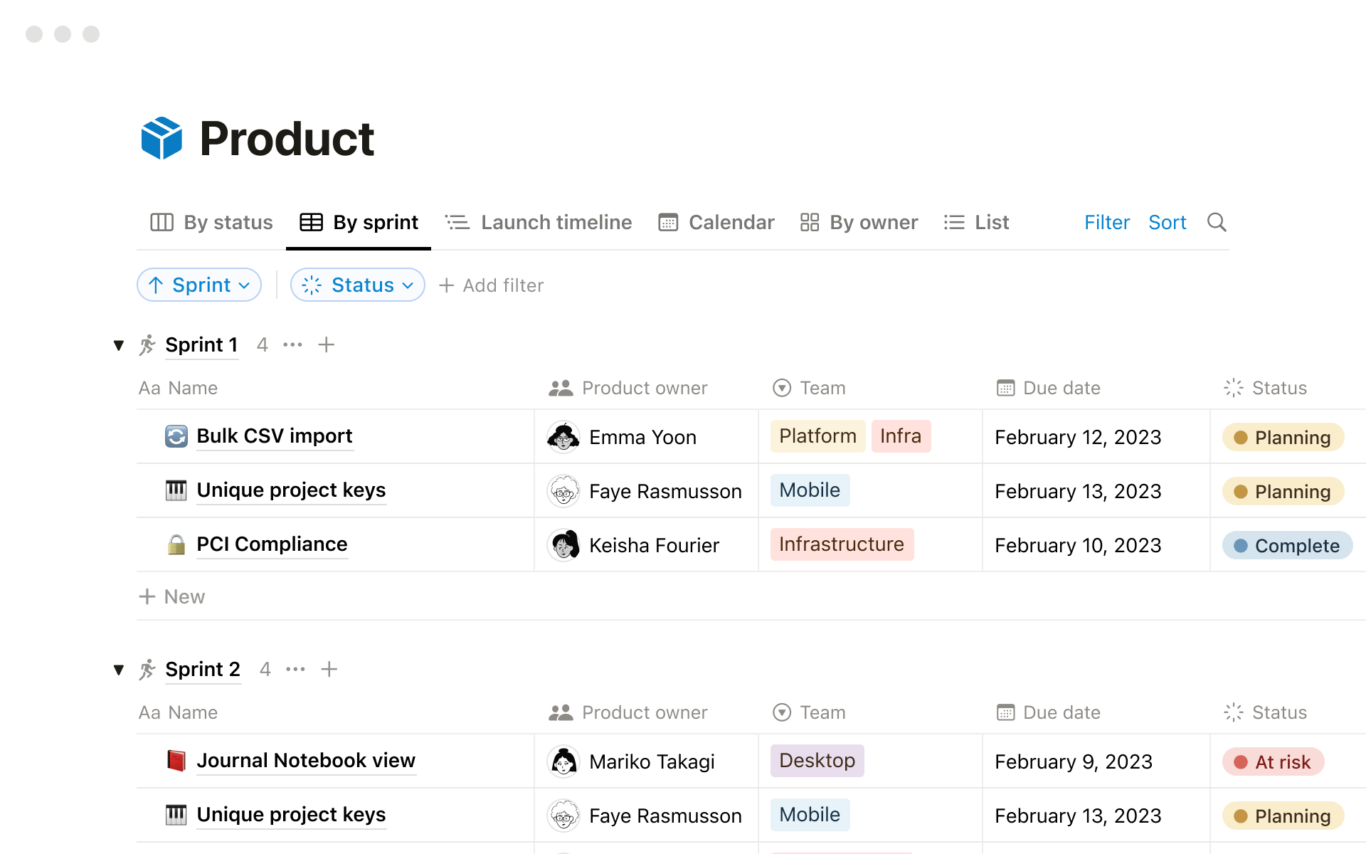 A screenshot of Notion, one of many no-code productivity and collaboration tools.