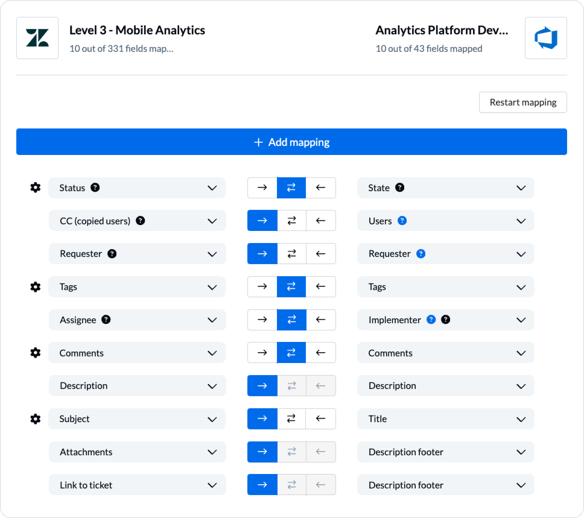 Setting fields to sync Azure DevOps and Zendesk for Unito 2-way integration